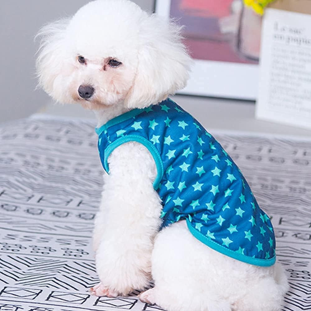 4 Pieces Dog Clothes for Dogs Girl Summer Pet T-Shirts Printed Apparels Puppy Outfits Cute Pattern for Small to Large Cat Dog (Star, Medium)